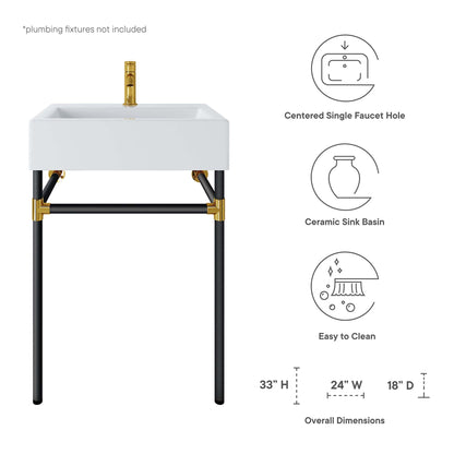 Redeem 24in wall-mount black stainless steel bathroom vanity with ceramic sink by HouseOfZazla on Tampa Home & Garden Store
