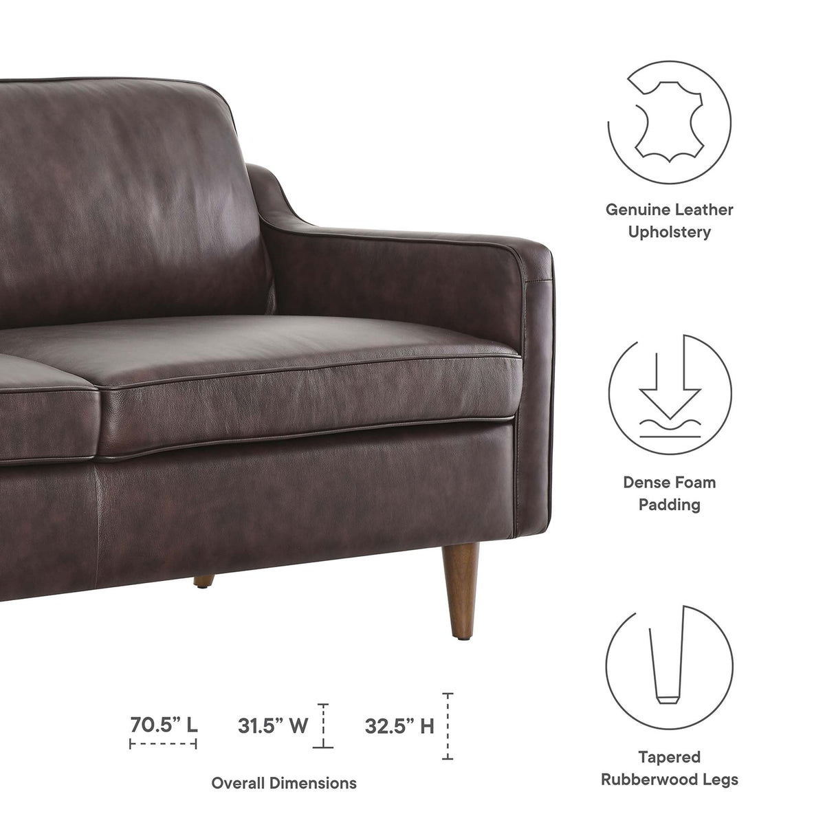 Modway Impart Genuine Leather Two Seater Sofa