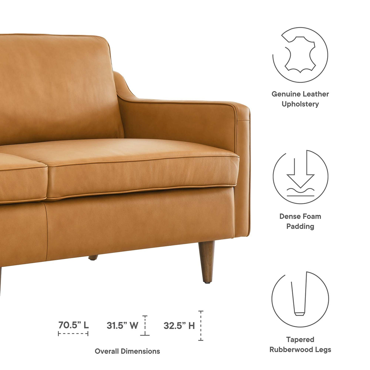 Modway Impart Genuine Leather Two Seater Sofa