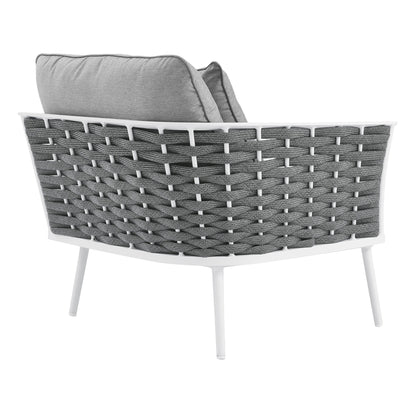 Stance outdoor left-facing armchair with aluminum frame and gray wicker cushions by HouseOfZazla on Tampa Home & Garden Store
