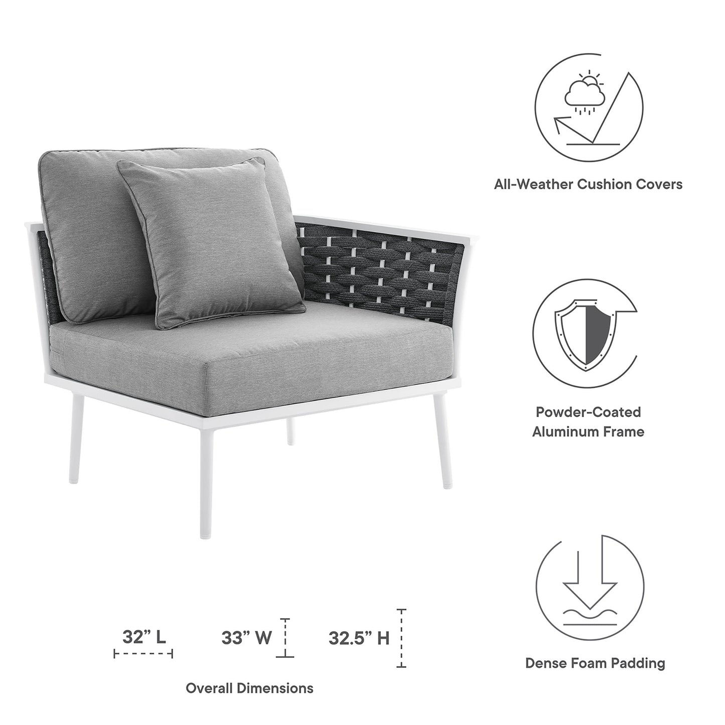 The Modern Stance Outdoor Patio Aluminum Chair