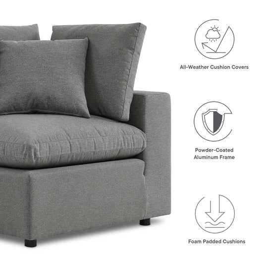 Commix Overstuffed Outdoor Loveseat by Modway, gray foam cushions, powder-coated aluminum frame on Tampa Home & Garden Store