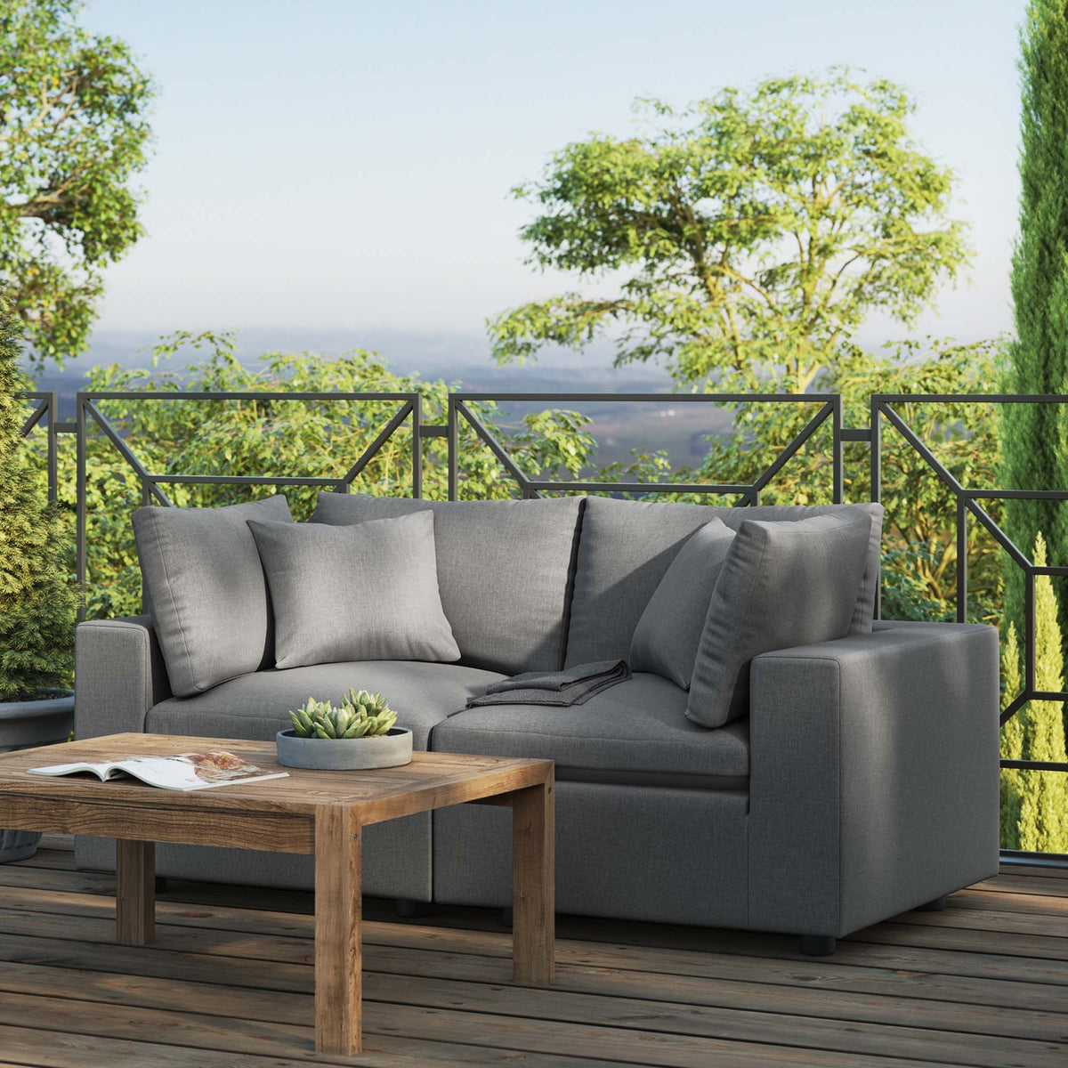 Commix Overstuffed Outdoor Patio Loveseat by Modway, gray outdoor fabric sofa on Tampa Home & Garden Store