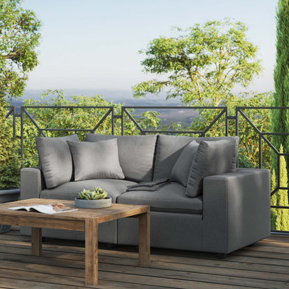 Commix Overstuffed Outdoor Patio Loveseat by Modway, gray outdoor fabric sofa on Tampa Home & Garden Store