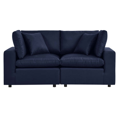 Commix Overstuffed Loveseat by Modway navy fabric with plush back cushions and square arms on Tampa Home & Garden Store