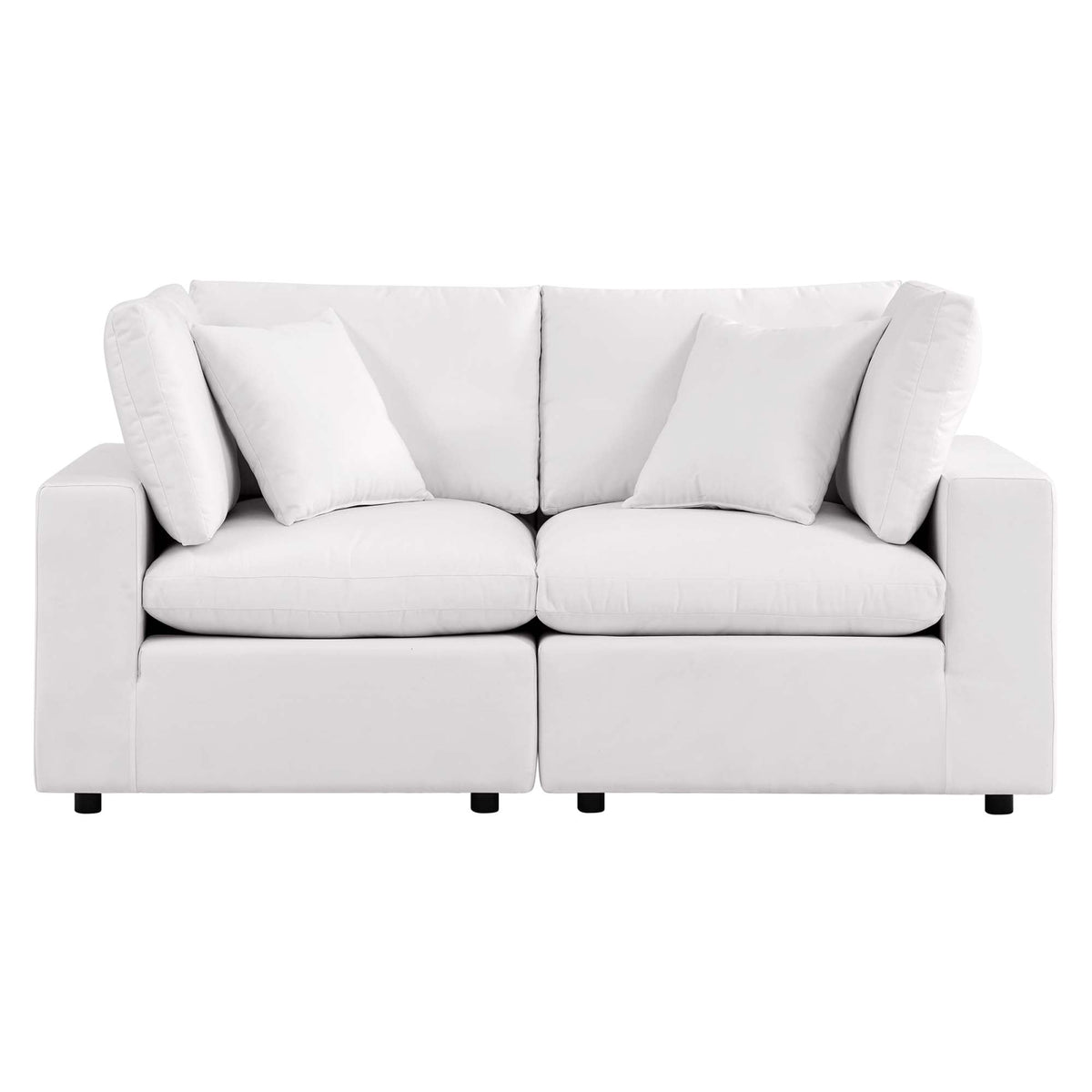 Commix overstuffed outdoor loveseat by Modway, white upholstered cushions, two-seat sofa on Tampa Home & Garden Store