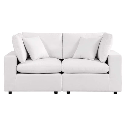 Commix overstuffed outdoor loveseat by Modway, white upholstered cushions, two-seat sofa on Tampa Home & Garden Store