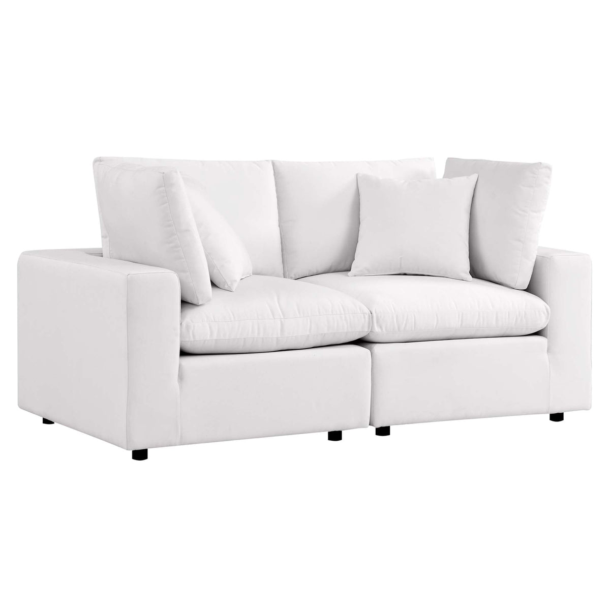 Commix Overstuffed Outdoor Patio Loveseat by Modway in white fabric with plush cushions on Tampa Home & Garden Store