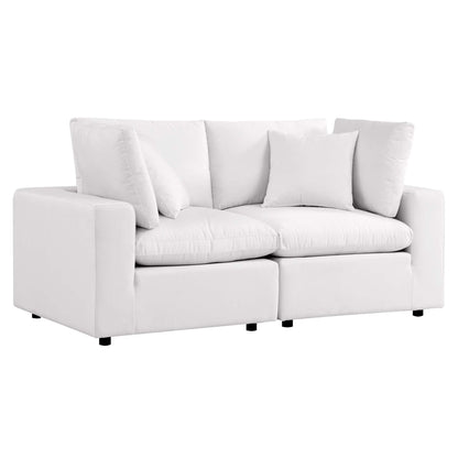 Commix Overstuffed Outdoor Patio Loveseat by Modway in white fabric with plush cushions on Tampa Home & Garden Store
