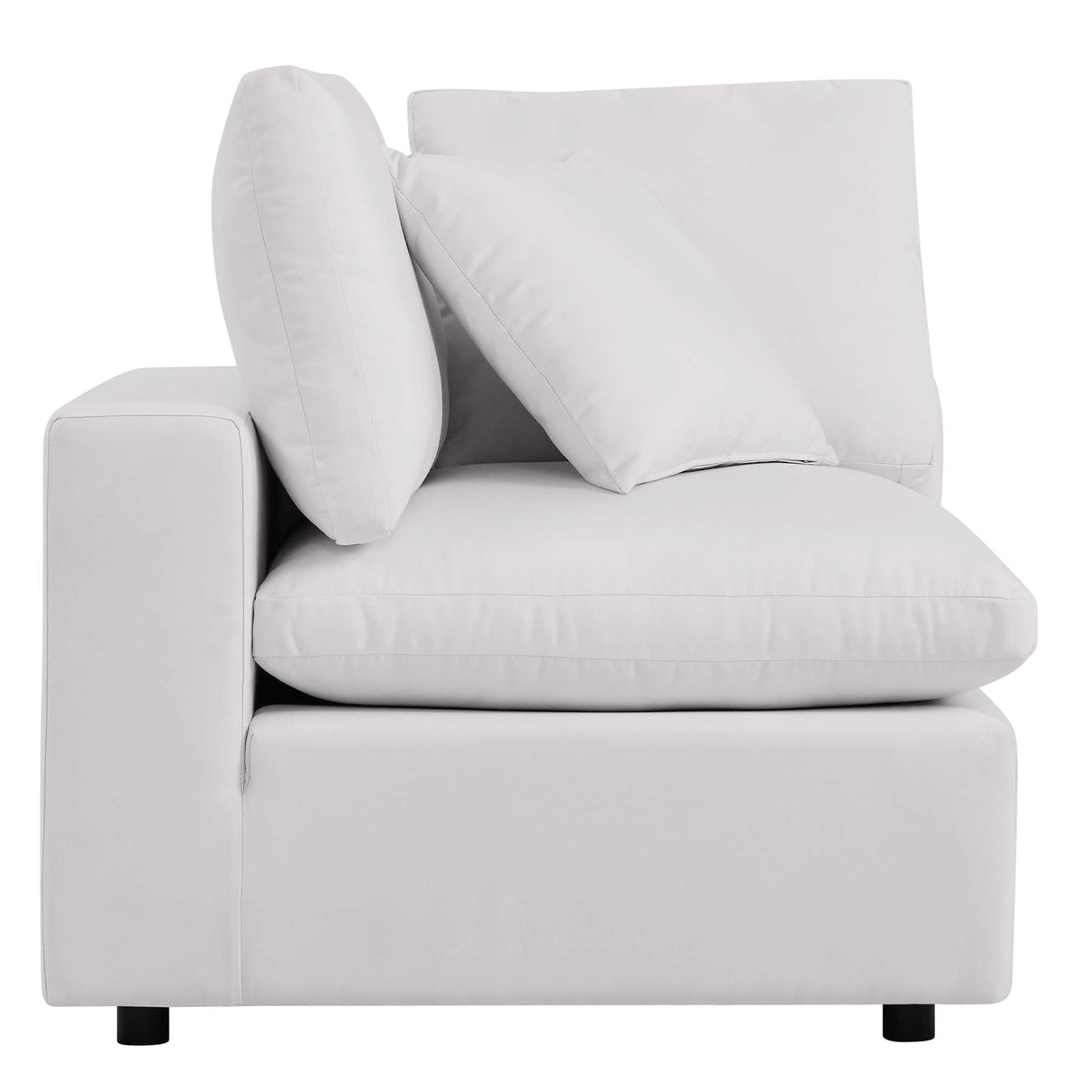 Commix Overstuffed Outdoor Patio Loveseat by Modway in white upholstery with black legs on Tampa Home & Garden Store