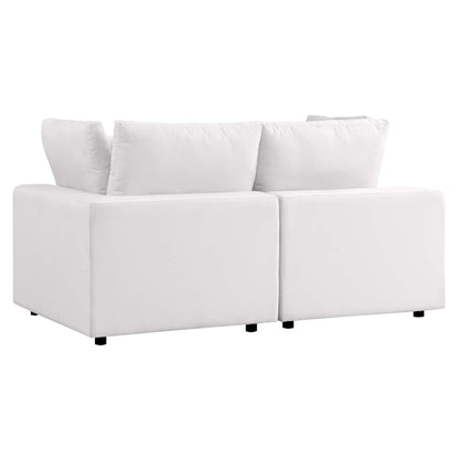 Commix Overstuffed Outdoor Patio Loveseat white fabric two-seat modular sofa by Modway on Tampa Home & Garden Store