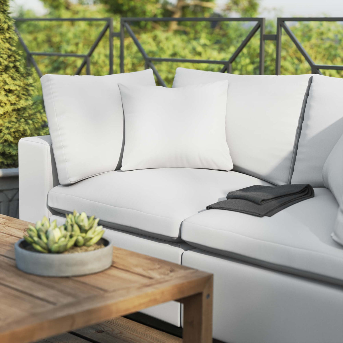 Commix Overstuffed Outdoor Patio Loveseat white cushioned outdoor sofa HouseOfZazla on Tampa Home & Garden Store