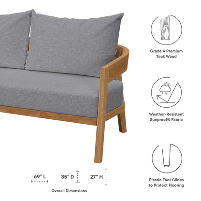 Modway Brisbane Teak And Outdoor Loveseat