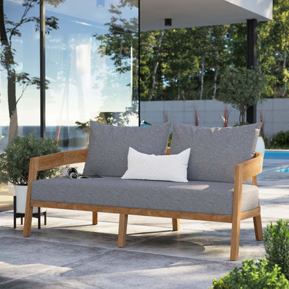 Modway Brisbane Teak And Outdoor Loveseat