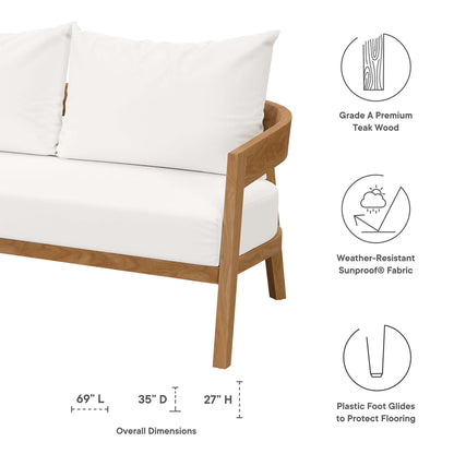 Modway Brisbane Teak And Outdoor Loveseat