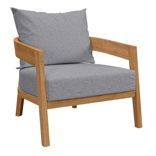 Brisbane Teak Wood Outdoor Patio Armchair with gray cushion and teak frame by Modway on Tampa Home & Garden Store