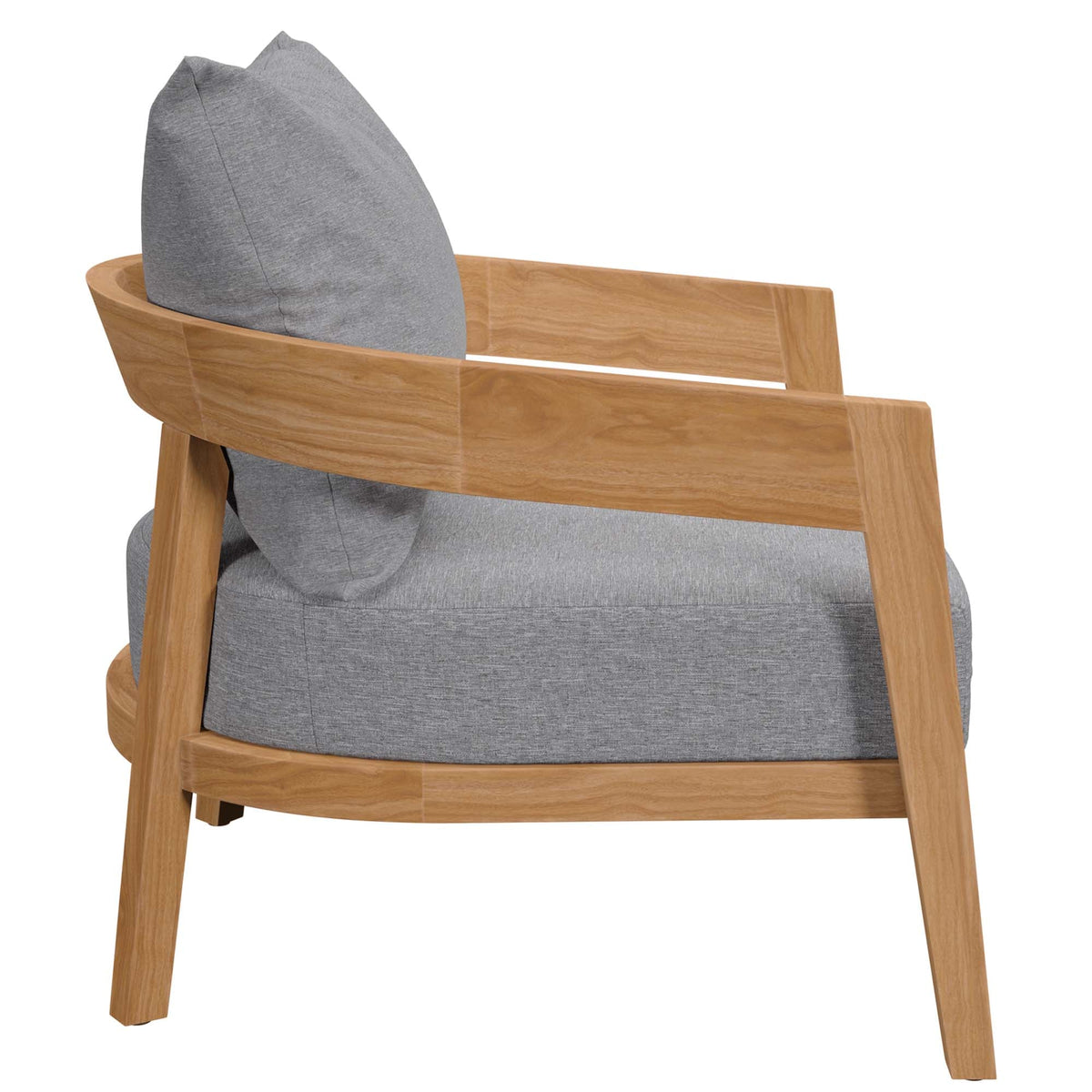 Brisbane teak wood outdoor patio armchair with grey cushion by Modway on Tampa Home & Garden Store