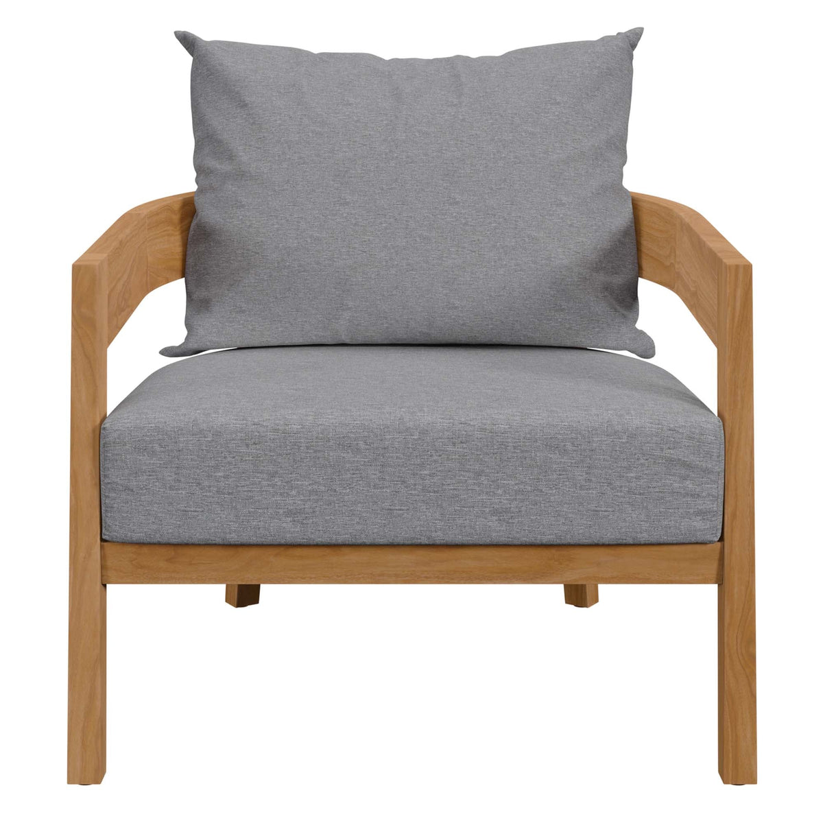 Brisbane Teak Wood Outdoor Patio Armchair with gray cushions by Modway on Tampa Home & Garden Store