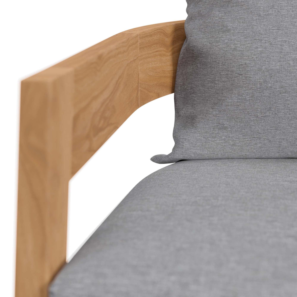 Brisbane Teak Wood Outdoor Patio Armchair, gray fabric cushion on Tampa Home & Garden Store