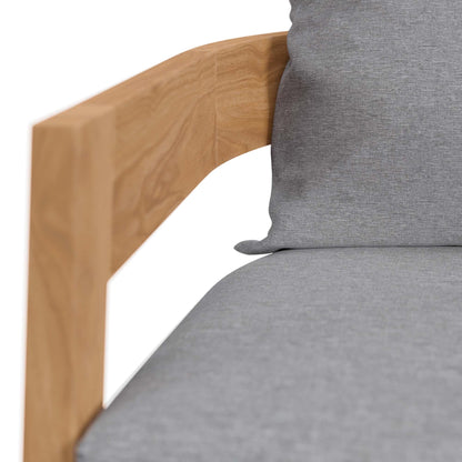 Brisbane Teak Wood Outdoor Patio Armchair, gray fabric cushion on Tampa Home & Garden Store