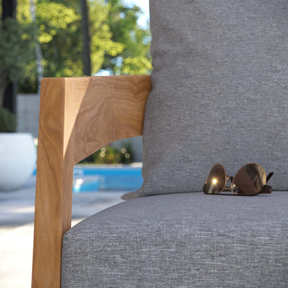 Brisbane Teak Wood Outdoor Patio Armchair by Modway with gray fabric cushion and teak wood frame on Tampa Home & Garden Store