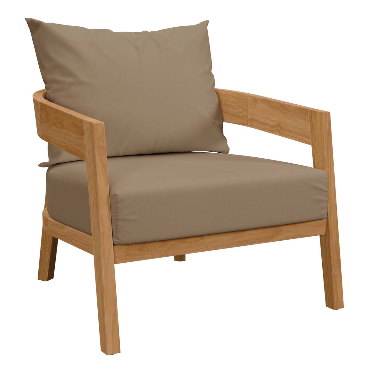 Brisbane teak wood outdoor patio armchair with taupe cushions by Modway on Tampa Home & Garden Store