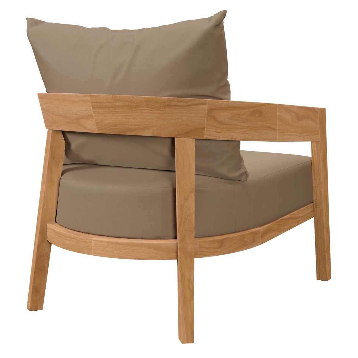 Brisbane Teak Wood Outdoor Patio Armchair with taupe cushion and solid wood frame on Tampa Home & Garden Store
