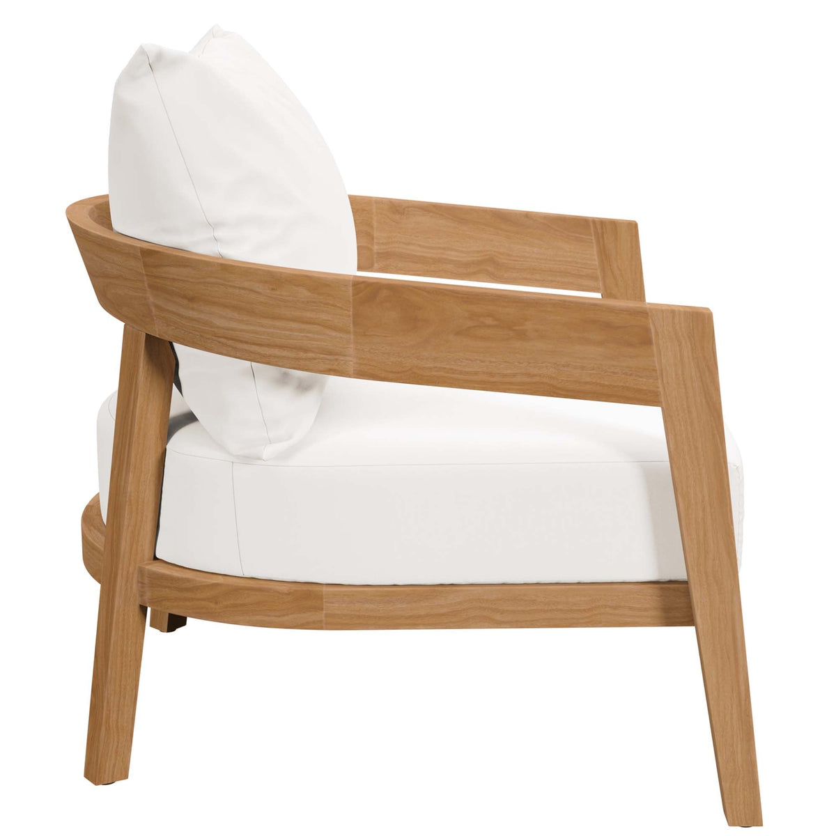 Brisbane Teak Wood Outdoor Patio Armchair with white cushions on Tampa Home & Garden Store