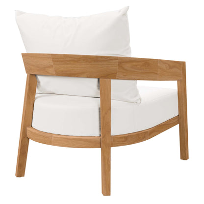 Brisbane teak wood outdoor patio armchair with white cushion by Modway on Tampa Home & Garden Store