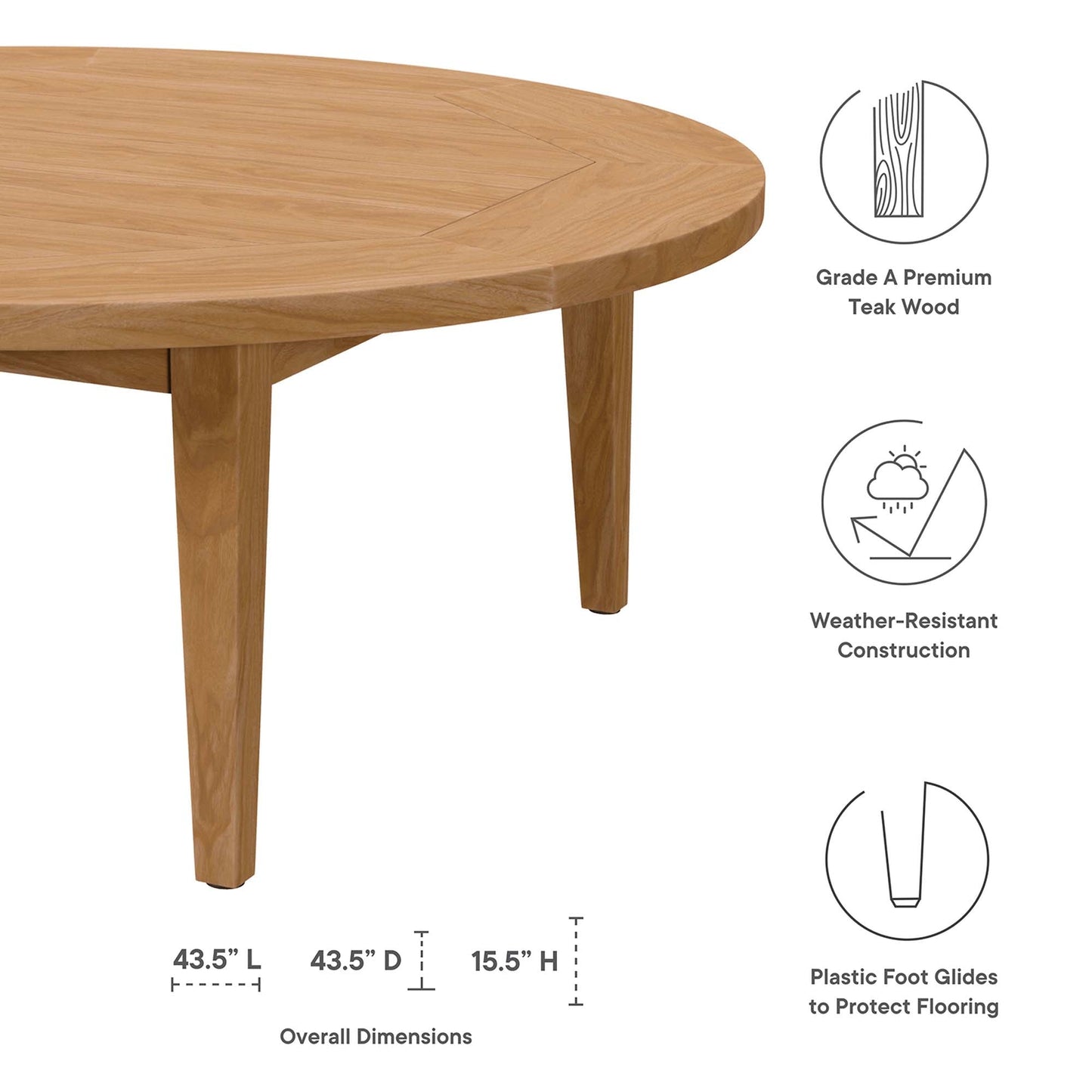 Modway the Brisbane Teak Outdoor Coffee Table