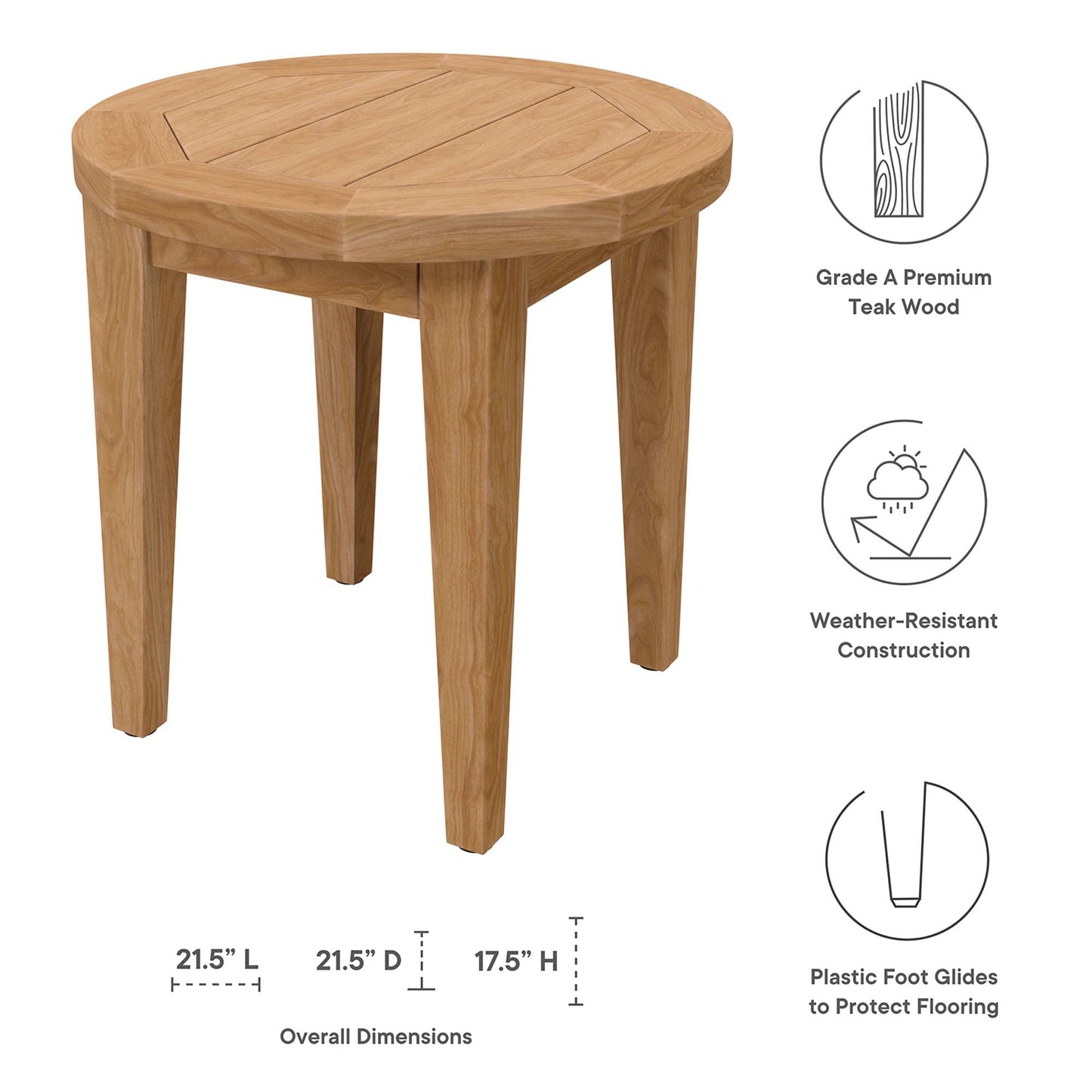 Brisbane Teak and Outdoor Patio Side Table
