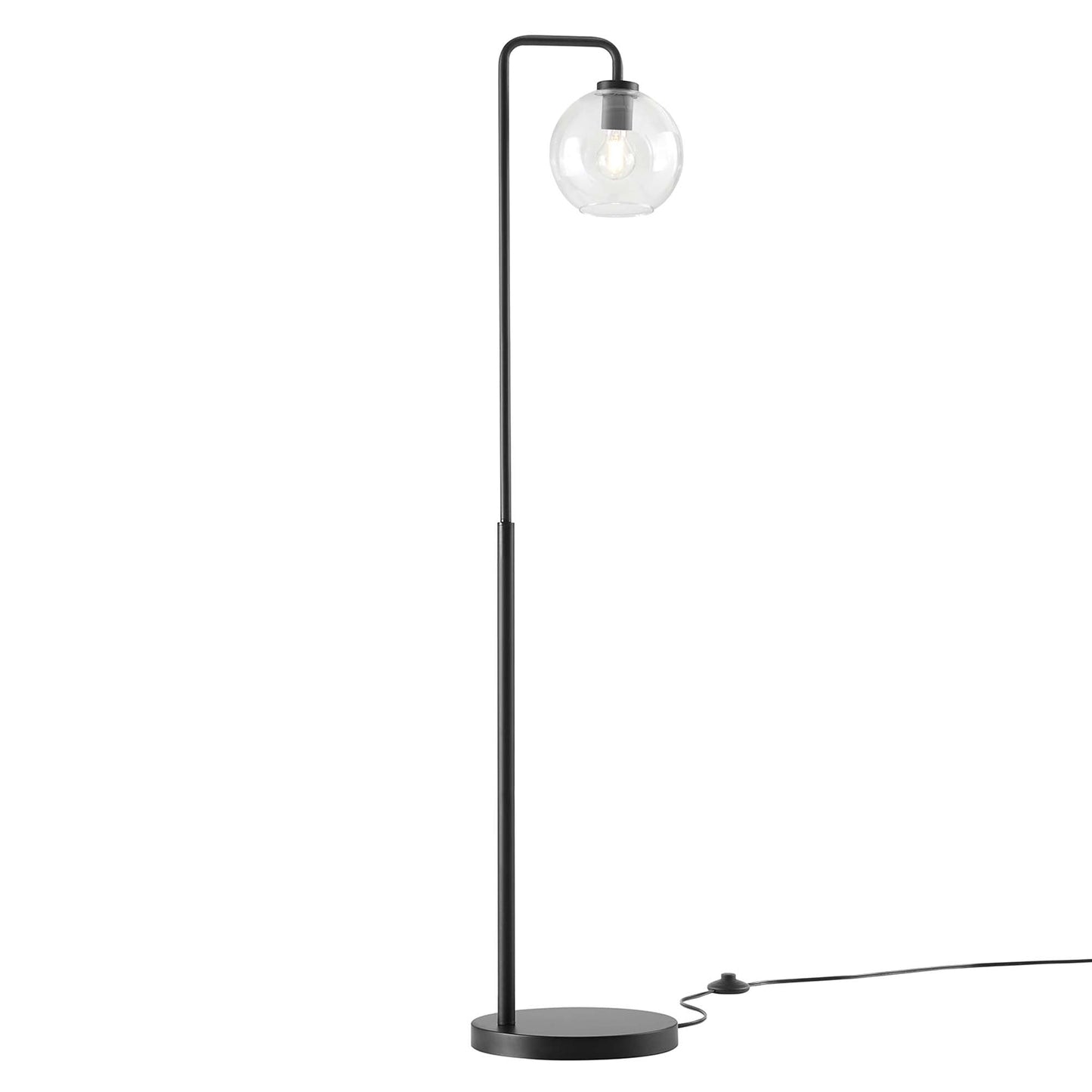 Modway Silo Glass Globe Floor Lamp with black metal stem and clear glass globe on Tampa Home & Garden Store