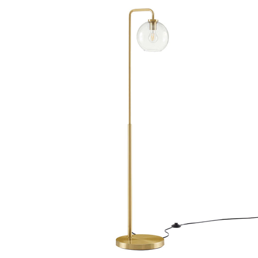 Silo Glass Globe Floor Lamp brass finish with clear glass globe and Edison bulb on Tampa Home & Garden Store