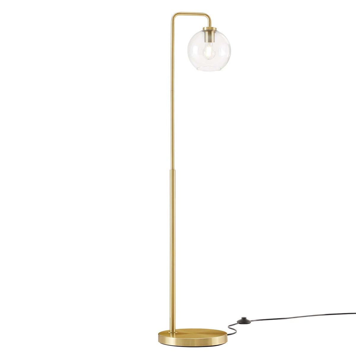 Silo Glass Globe Floor Lamp with brass finish and clear glass globe shade on Tampa Home & Garden Store