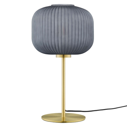 Reprise glass sphere table lamp with ribbed gray-blue shade and brass base by Modway on Tampa Home & Garden Store