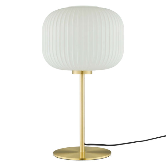 Reprise glass sphere table lamp by Modway with ribbed frosted glass shade and gold base on Tampa Home & Garden Store