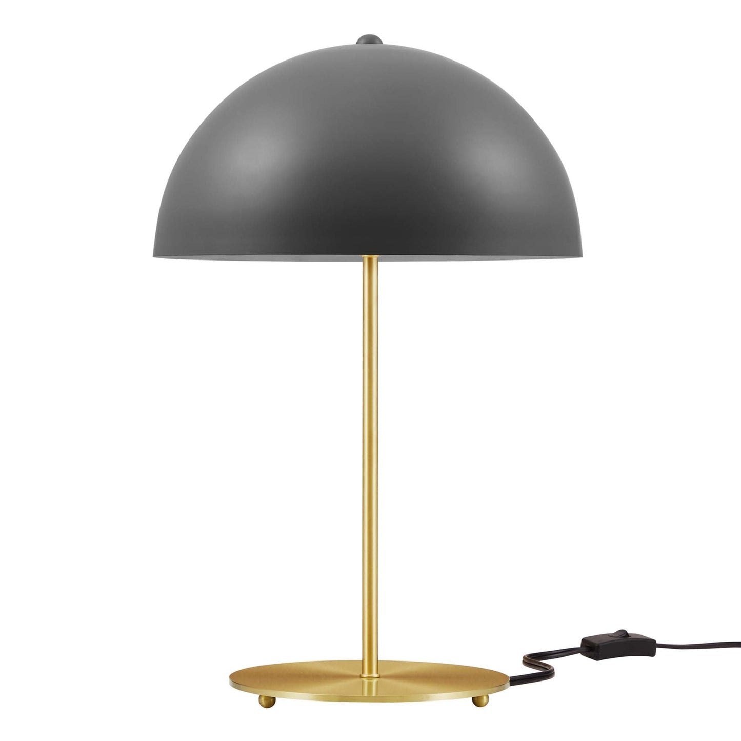 Ideal Metal Table Lamp by Modway, dark gray dome shade with a brass gold stem and base on Tampa Home & Garden Store