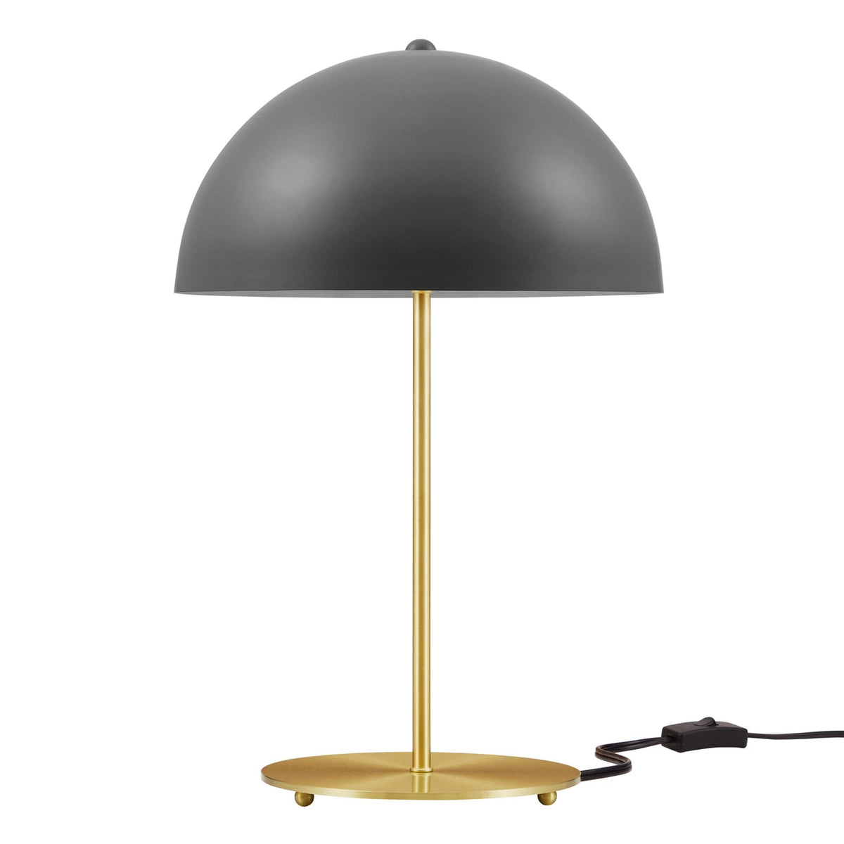Ideal Metal Table Lamp by Modway, dark gray dome shade with a brass gold stem and base on Tampa Home & Garden Store