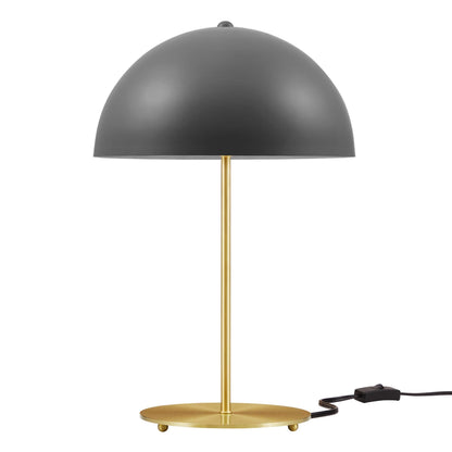Ideal Metal Table Lamp by Modway, dark gray dome shade with a brass gold stem and base on Tampa Home & Garden Store