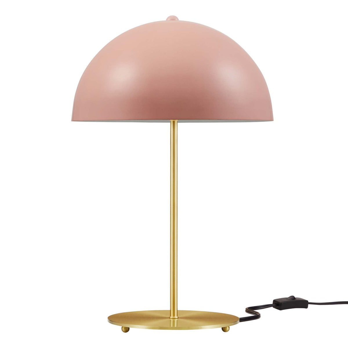 Ideal Metal Table Lamp Modway rose pink dome shade with gold metal base and cord on Tampa Home & Garden Store
