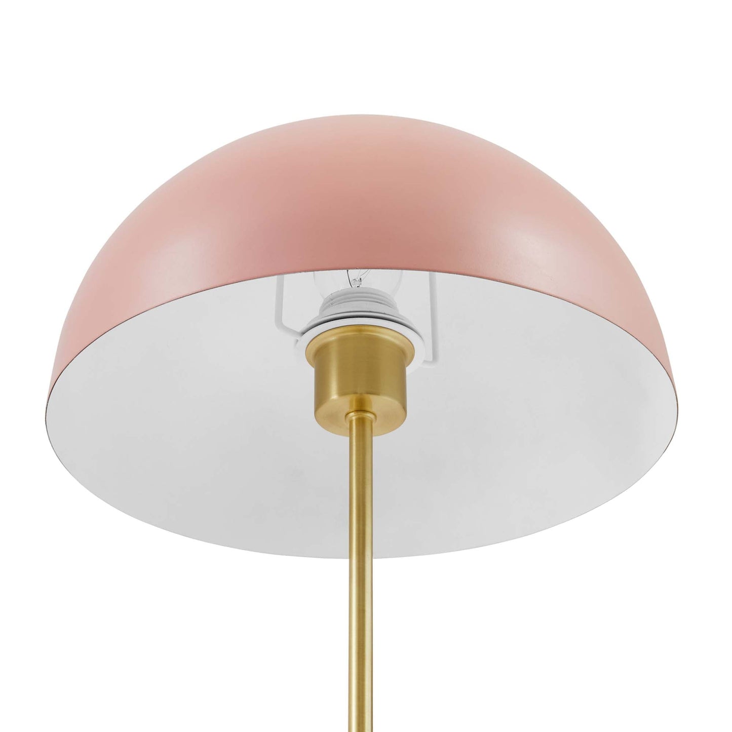 Ideal Metal Table Lamp by Modway with blush pink dome shade and brass stem on Tampa Home & Garden Store