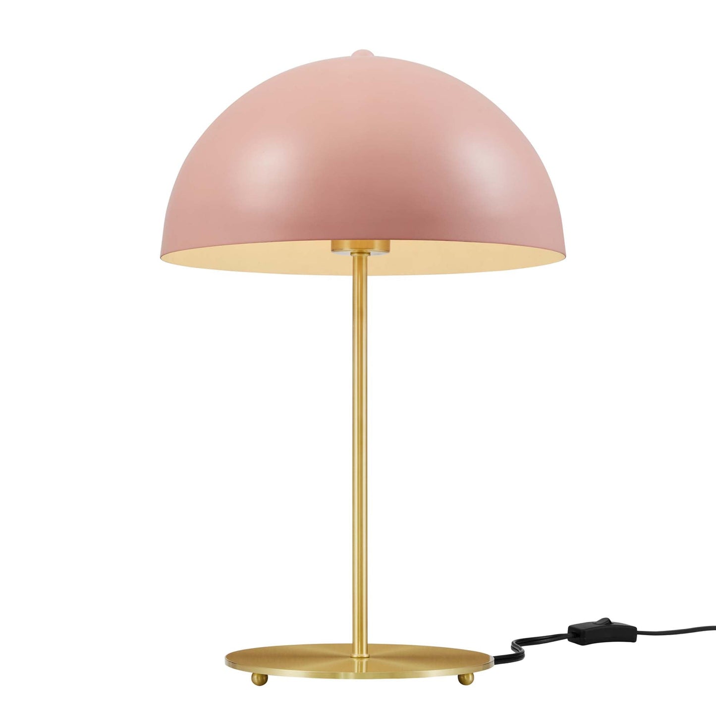 Ideal Metal Table Lamp by Modway, pink dome shade, brass base on Tampa Home & Garden Store