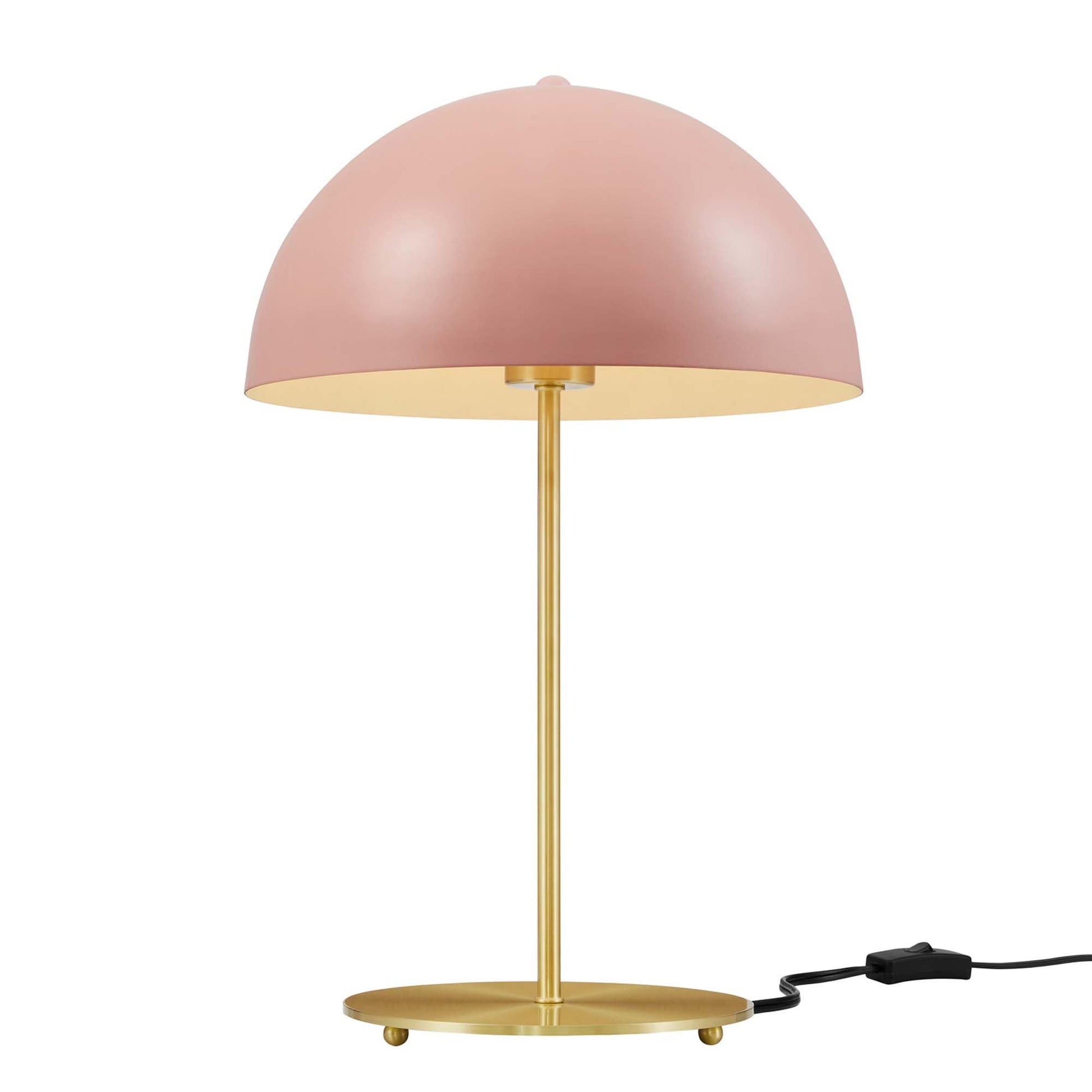 Ideal Metal Table Lamp by Modway, pink dome shade, brass base on Tampa Home & Garden Store