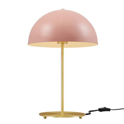 Ideal Metal Table Lamp by Modway, pink dome shade, brass base on Tampa Home & Garden Store