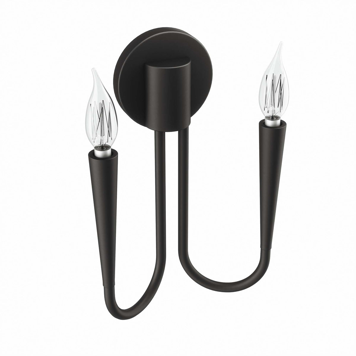 Penrose 2-Light Wall Sconce black finish with Edison-style bulbs on Tampa Home & Garden Store