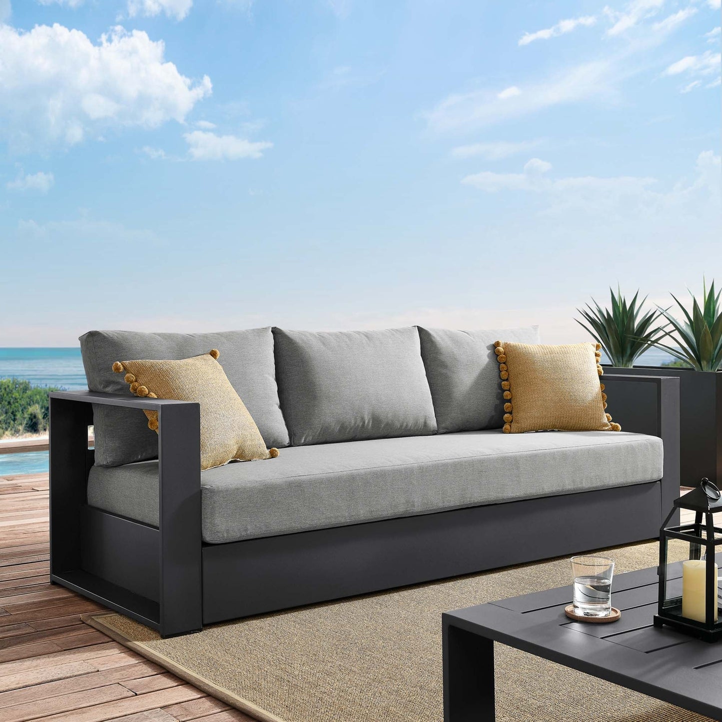 Tahoe Outdoor Patio Aluminum Sofa and Frame