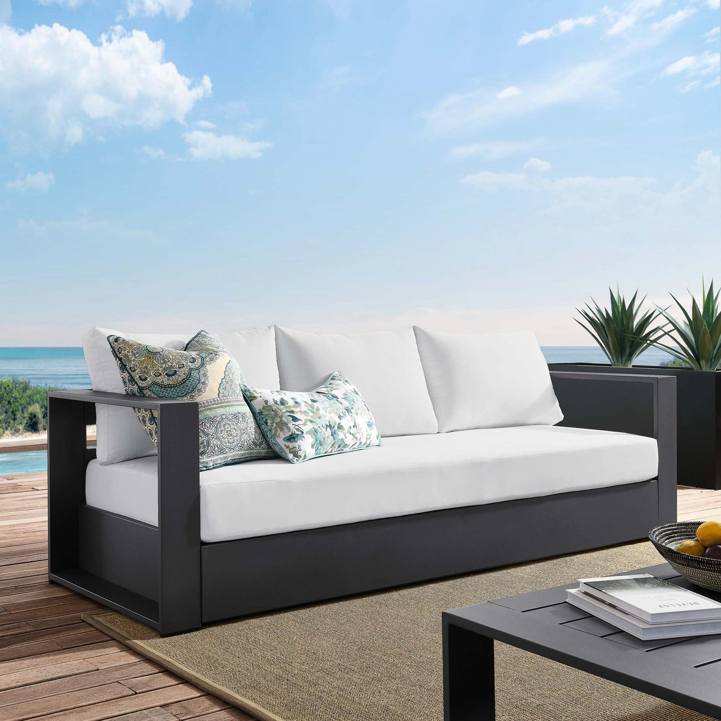 Tahoe Outdoor Patio Aluminum Sofa and Frame