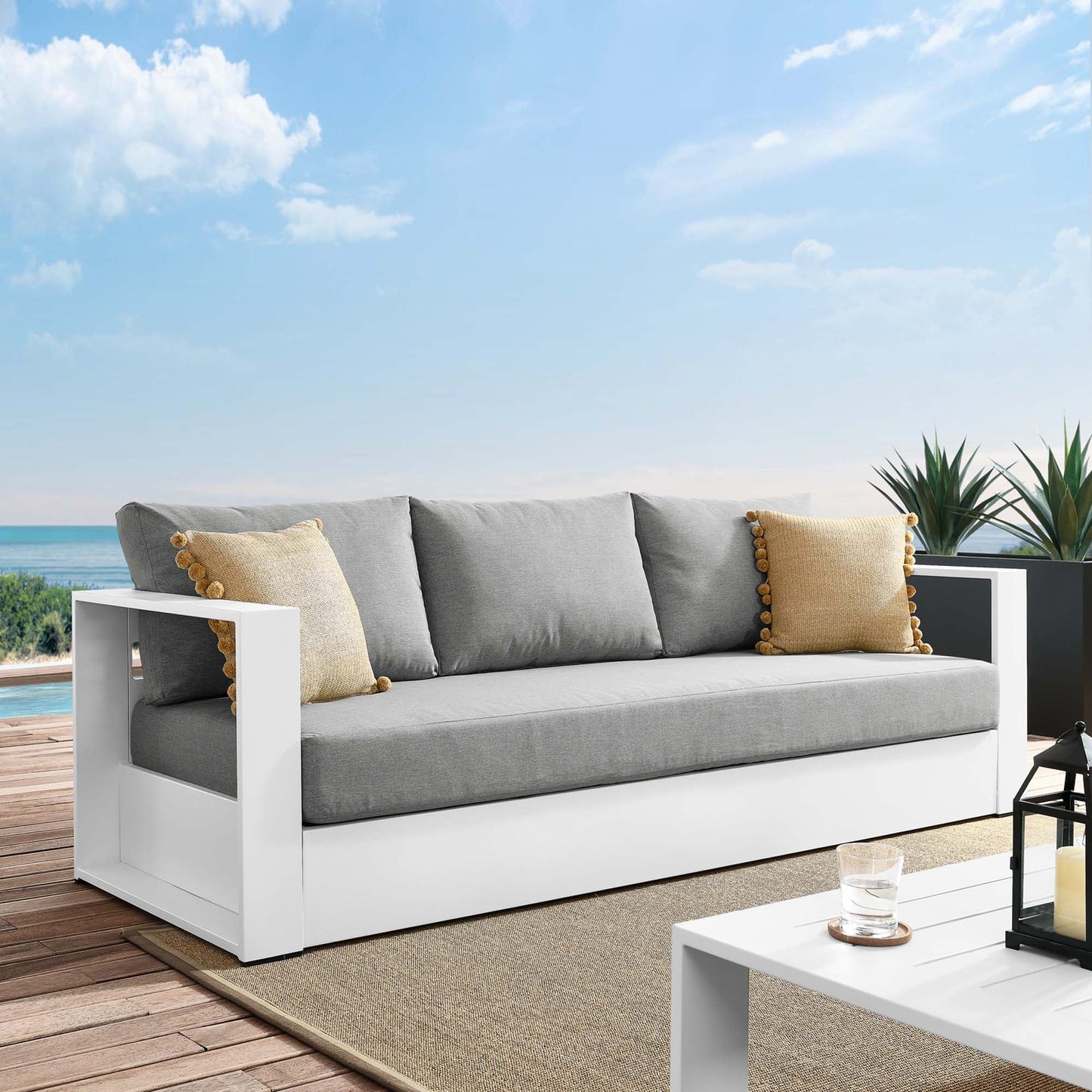 Tahoe Outdoor Patio Aluminum Sofa and Frame
