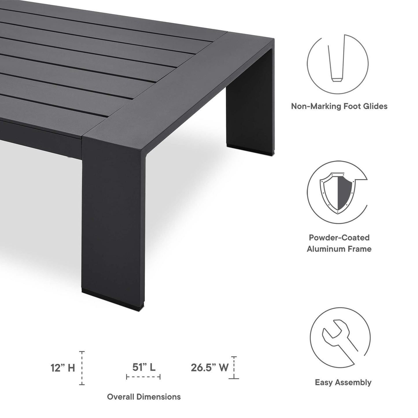 Modway Tahoe Outdoor Aluminum Coffee Table