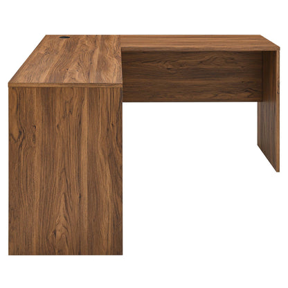 Venture L-Shaped Wood Office Desk by Modway, walnut finish with cable hole on Tampa Home & Garden Store